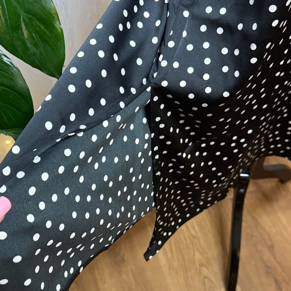 Elegant Black and White Polka Dot Midi Dress - Picture 4 of 9